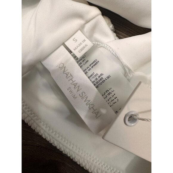SIMKHAI womens Umi Textured One-Shoulder Strappy Bikini Top, S, White NWT - Picture 7 of 11